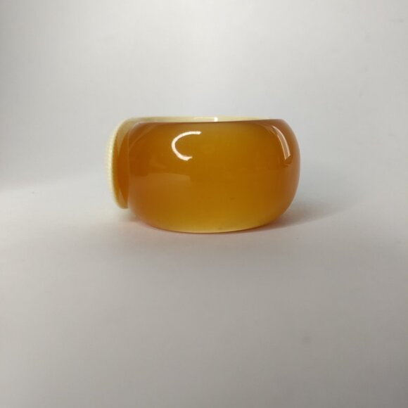 Plastic Necklace Hinge Bracelet Set Orange Beige Vintage Retro Mod Barrel Clasp - Picture 11 of 16